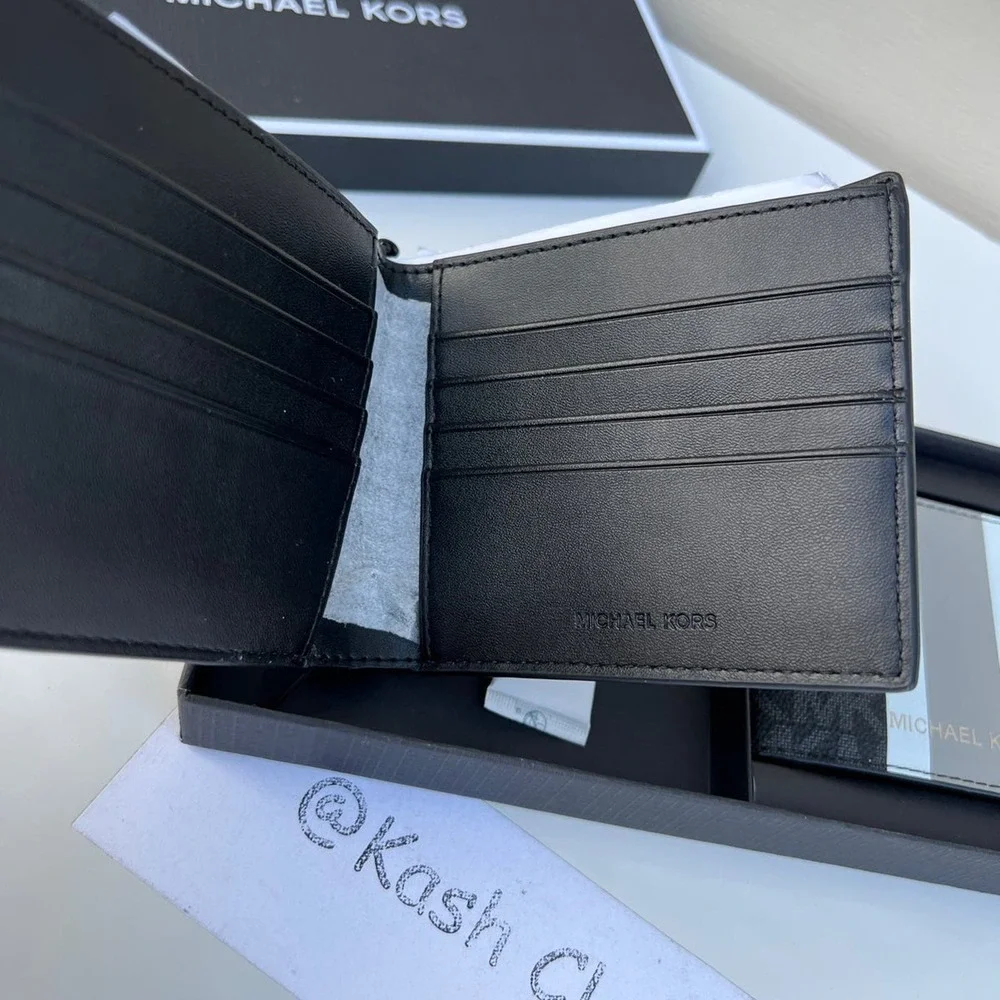 Michael kors Men Wallet Card Case Gift box set Black - Picture 4 of 7